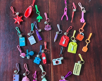 1980's Plastic Fun and Funky Bell Charms Charm Necklace-80's