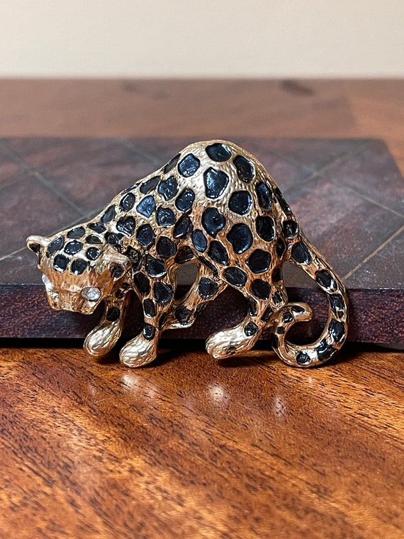 Vintage Park Lane Enameled Leopard Brooch Unsigned