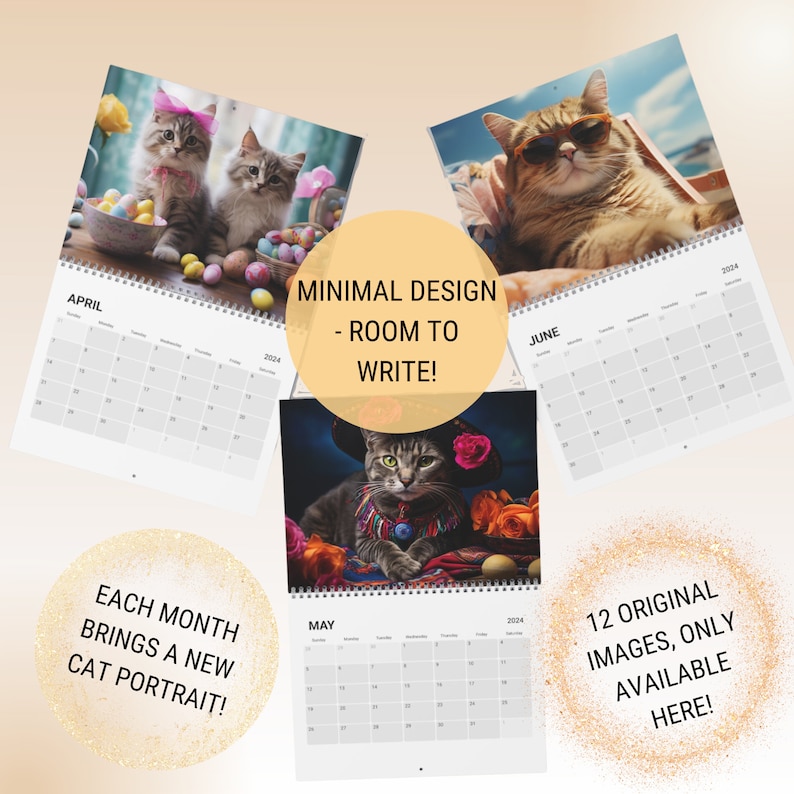 Cat Calendar, 2025 Wall Calendar, Cat Art, Kitty Calendar, 2025 Calendar, Cute Cat Gift, Fun Cat