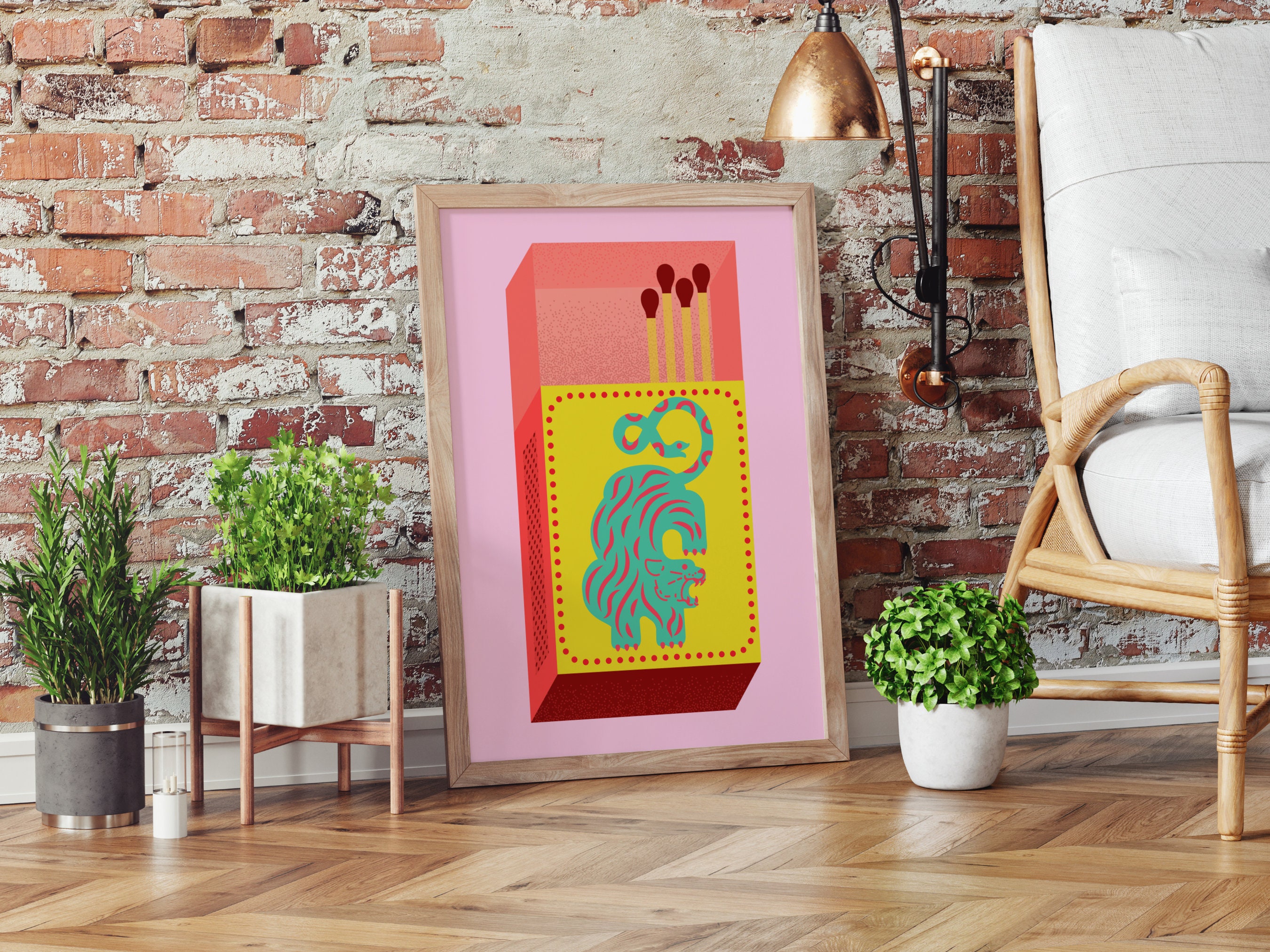 Retro Tiger Matchbox Digital Print, Vintage Matches Poster for Funky ...