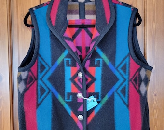 Chaleco reversible confeccionado con la rara manta india Pendleton, color castor, talla mediana.