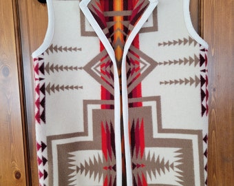Omkeerbaar tuniekvest gemaakt van zeldzaam Pendleton Indian Harding White, maat Small