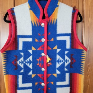 Reversible Vest crafted from Rare Pendleton Indian Blanket Chief Joseph Blue Size Small