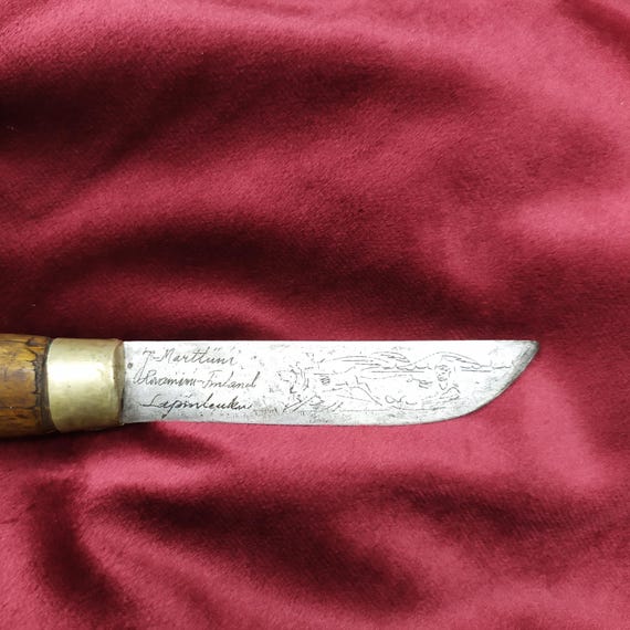 Ancien Couteau De Chasse Puukko Marttiini - Finlande - Manche Bois - Lame Inox - Années 1930