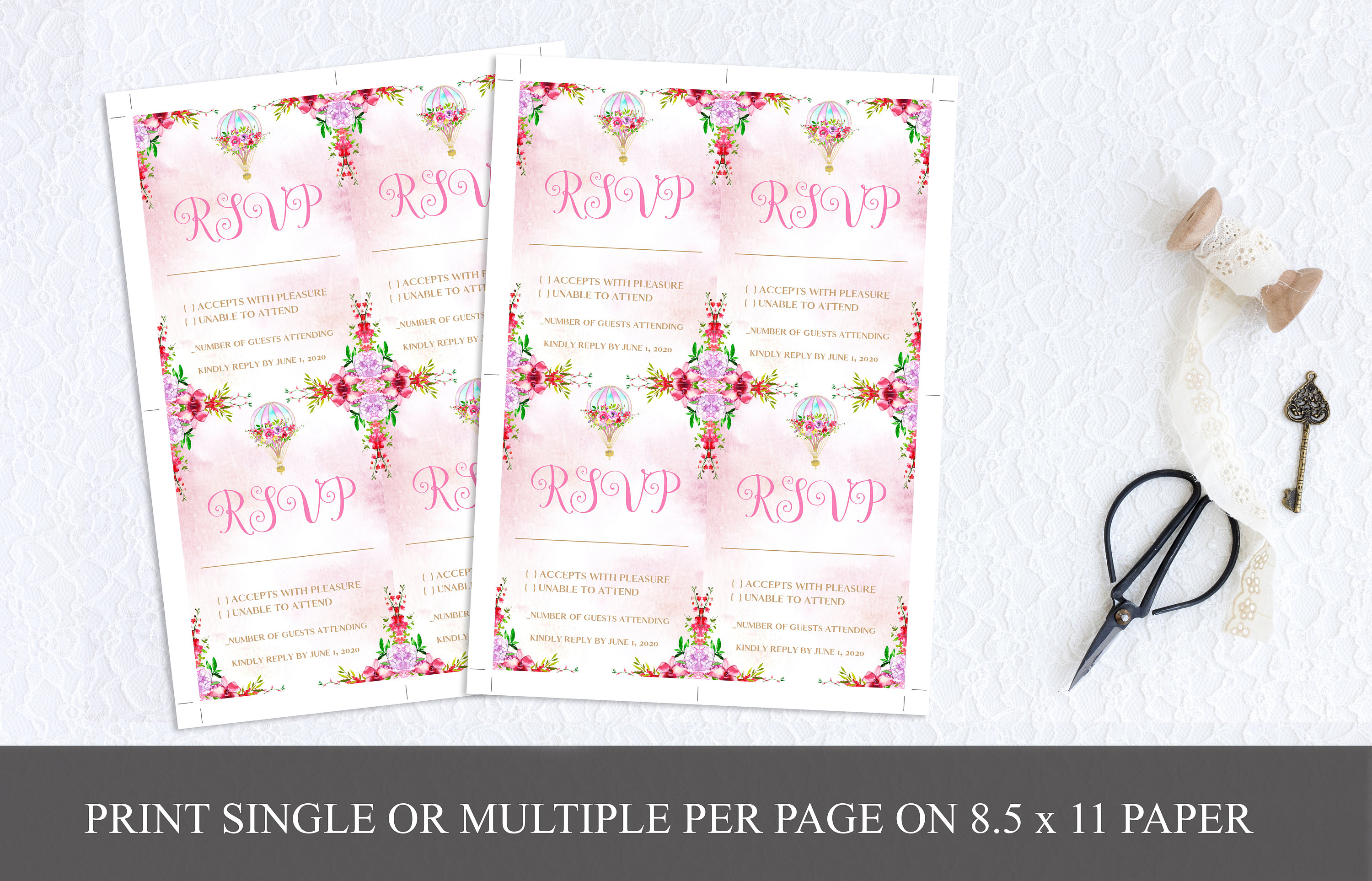 Baby Shower RSVP cards RSVP Floral Baby Shower Hot Air Etsy