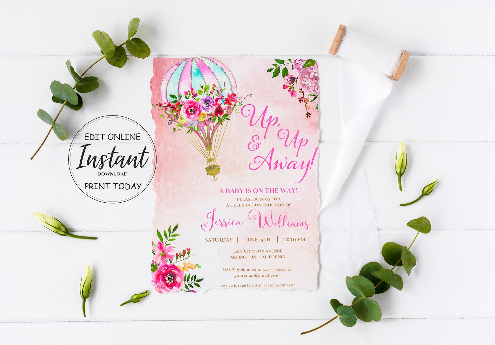 Baby Shower RSVP Cards RSVP Floral Baby Shower Hot Air Etsy