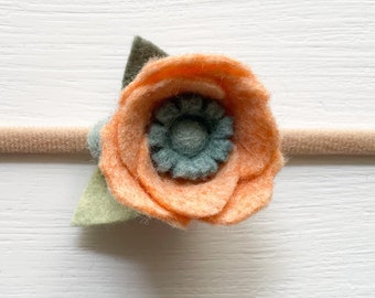 Orange Flower Headband, Baby Flower Headband, Baby Gift