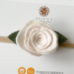 Open White Rose Headband, Baby Flower Headband, Newborn Headband, Flower Headband, Toddler Flower Headband, Infant Headband, Baby Gift