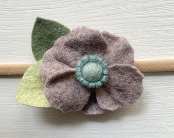 Purple Poppy Baby Headband, Floral Nylon Headband