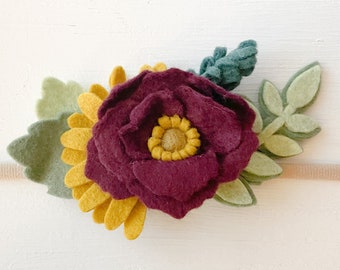 Plum Flower Baby Headband, Nylon Floral Headband