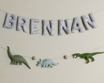 Dinosaur Felt Garland, Dino Creatures Garland, Custom Felt Garland, Nursery Decor