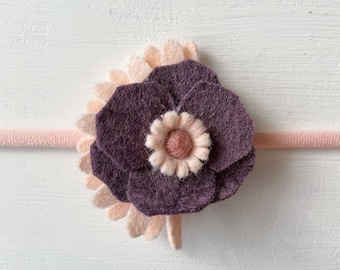 Purple and Pink Flower Headband, Baby Headband, Newborn Headband, Flower Headband, Toddler Flower Headband, Infant Headband, Baby Gift