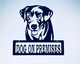 Labrador, welkom metalen teken of hond op het terrein metalen teken, gepoedercoat voor buiten of binnen gebruik, geweldig cadeau voor hondenliefhebbers