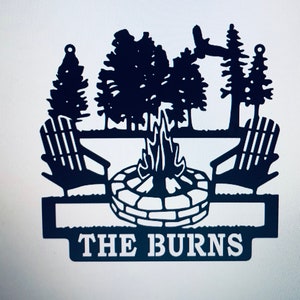 Firepit Trees Eagle Personalized Custom Powder Coated Metal Sign for inside or outside