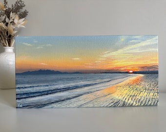Coastal Sunset Painting | Original Oil on Canvas | Scottish Beach Seascape | Wall Decor