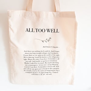 And I know it&#39;s long gone… All too well inspired bag | Novel, Lyrics Floral Red Tote bag | Nourdesign