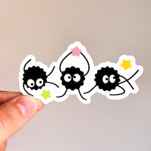 Soot Sprite sticker | Cute anime decal | Soot gremlins, kawaii magical fuzzy creatures, star fragment spirits, Japanese movies, dust bunnies