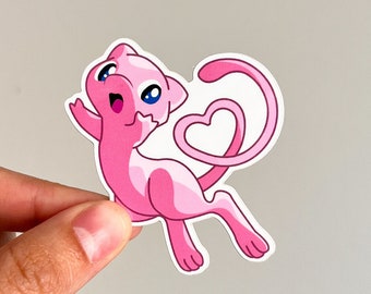 Mew Sticker | Mew celebrations Mewtwo Legendary heart tail | video game anime stickers