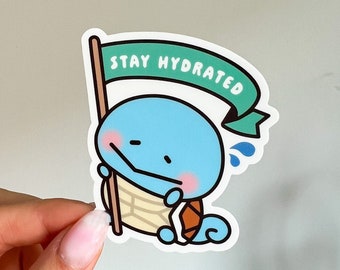 Squirtle sticker | Stay Hydrated, Drink Water Reminder | Squirtle Squad water-type fun video game anime stickers