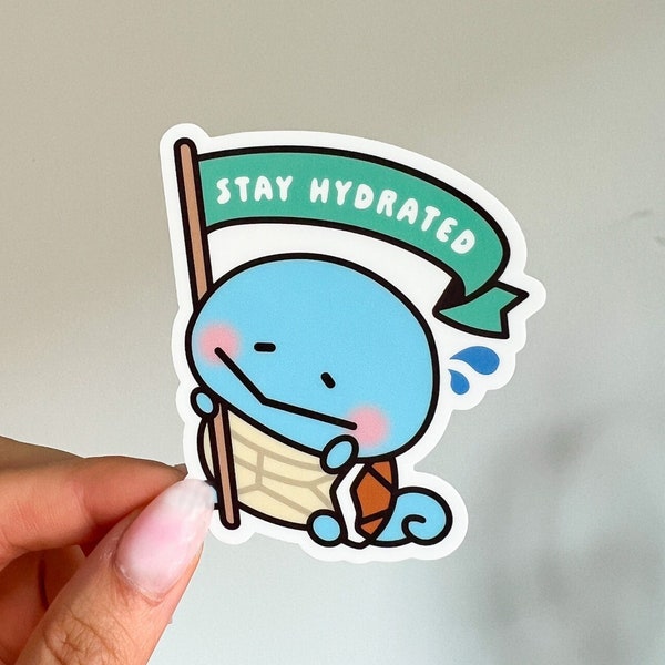 Squirtle sticker | Stay Hydrated, Drink Water Reminder | Squirtle Squad water-type fun video game anime stickers
