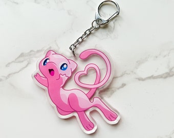 Mew keychain | Mewtwo acrylic charm, Legendary psychic type, Mew duo | pink cute kawaii video game anime phone charms, car accessories gift