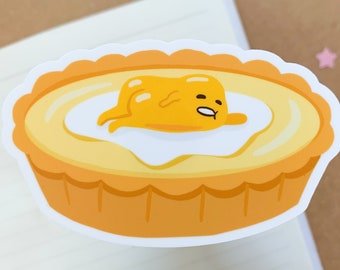 Egg Tart Sticker | Lazy Egg Dim Sum, asian bakery, cute kawaii food art, egg yolk, sunny side egg