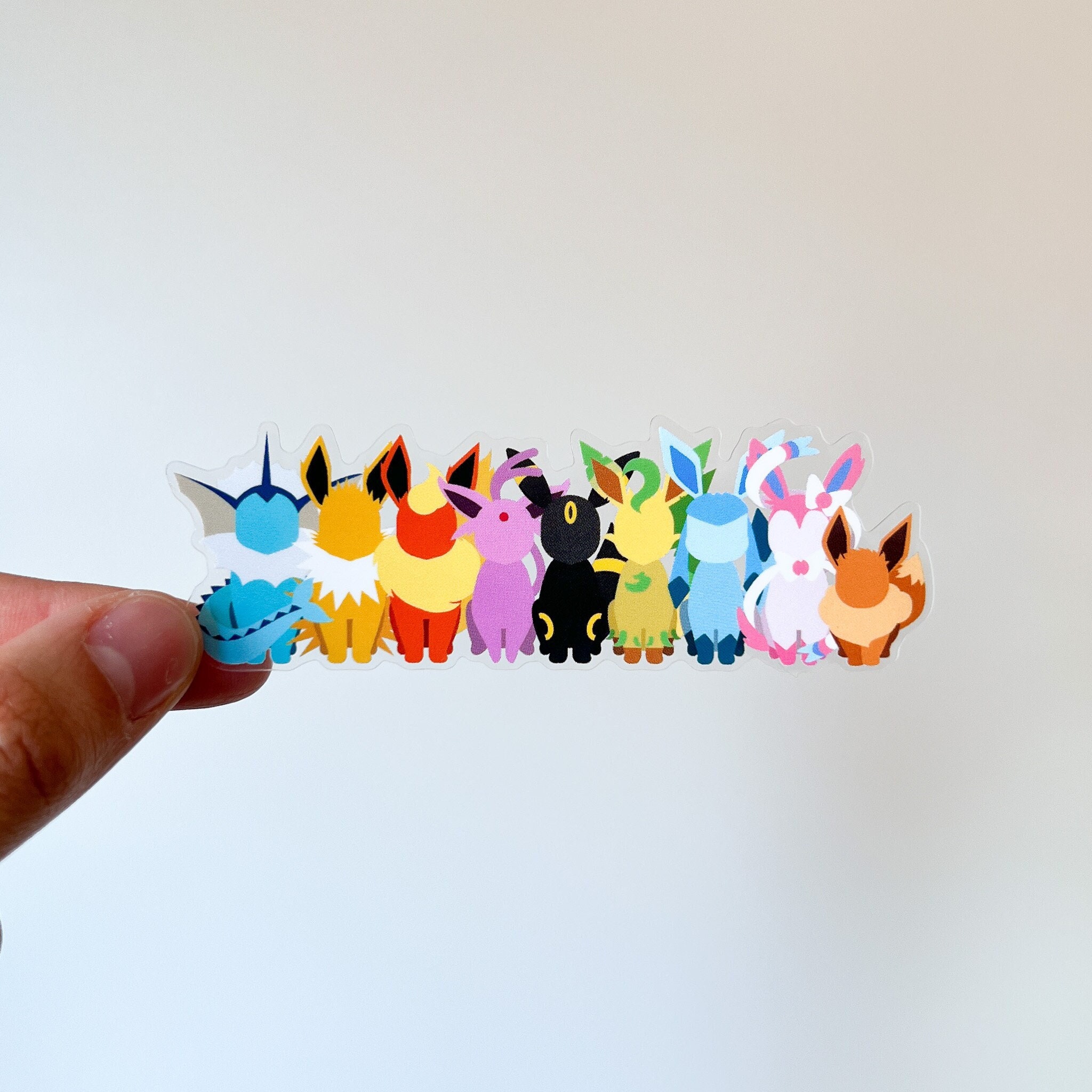 Neon Shiny Eevee Evolution Pack all 9 Pokemon Stickers 