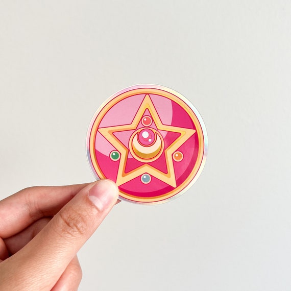 Crystal star brooch sticker | Moon Stick Wand | Moon prism power, magical guardians 90s anime manga holographic holo decal, cute kawaii gift
