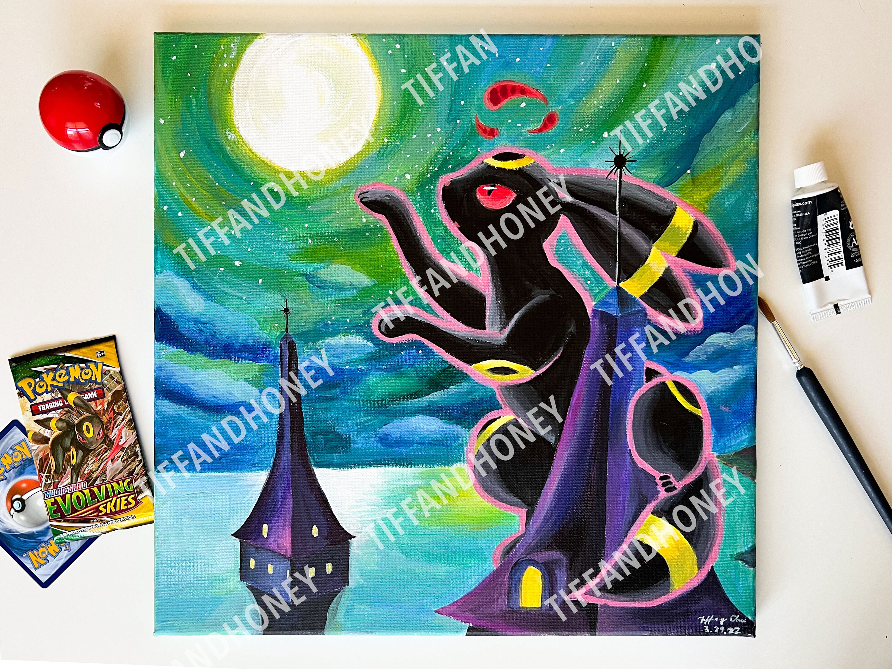 CUSTOM Pokemon Card Painting on Canvas Hand Painted Wall Art Etsy