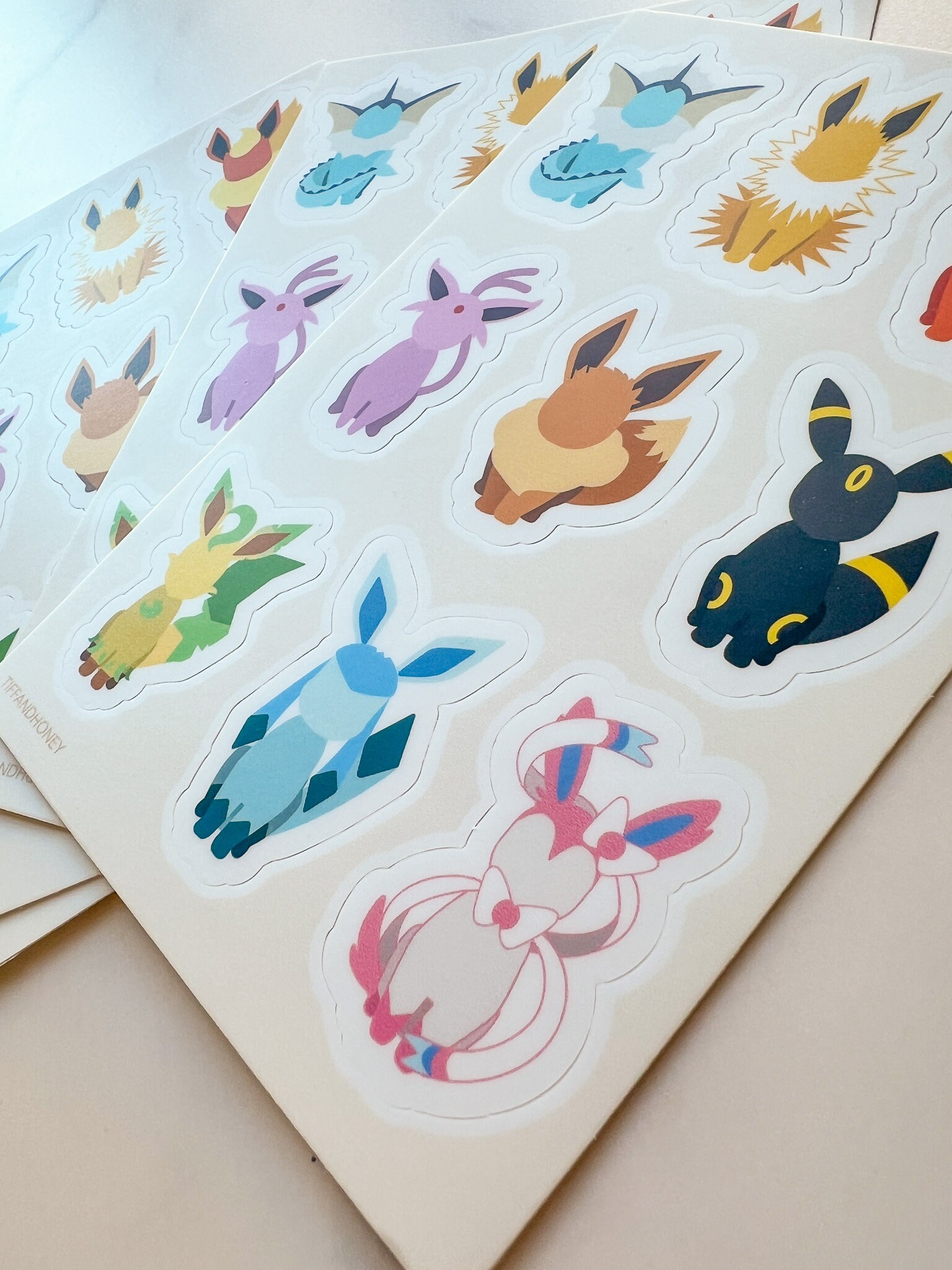 Everon Stickers Eeveelution Sticker Sheet | Eevee Decals, Umbreon Sylveon Espeon ...