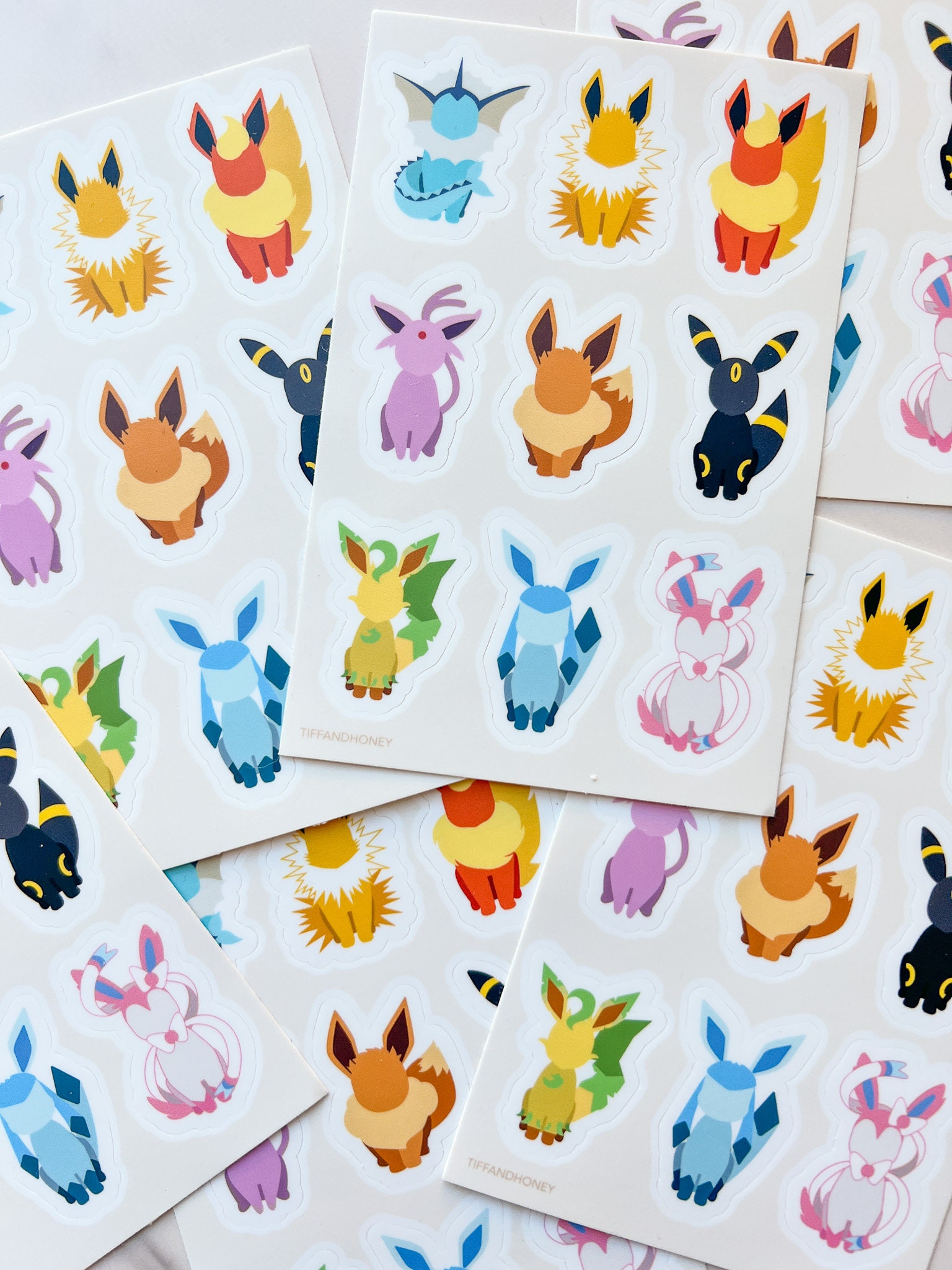 Everon Stickers Eeveelution Sticker Sheet | Eevee Decals, Umbreon Sylveon Espeon ...