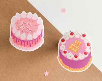 Kawaii Cake Stickers - You Got This, Get Shit Done | Korean cake cute aesthetic desserts, Self-care Motivational inspirational stickers