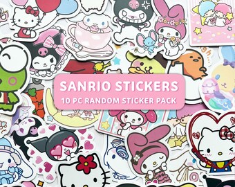 Kawaii animal stickers - 10 pc random sticker pack | cute kitty friends, lazy egg, Japanese anime characters