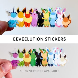 Eeveelution sticker | Eevee evolutions Umbreon Espeon Sylveon Vaporeon Jolteon Glaceon Flareon Leafeon, clear decal SHINY or normal (4.2 in)