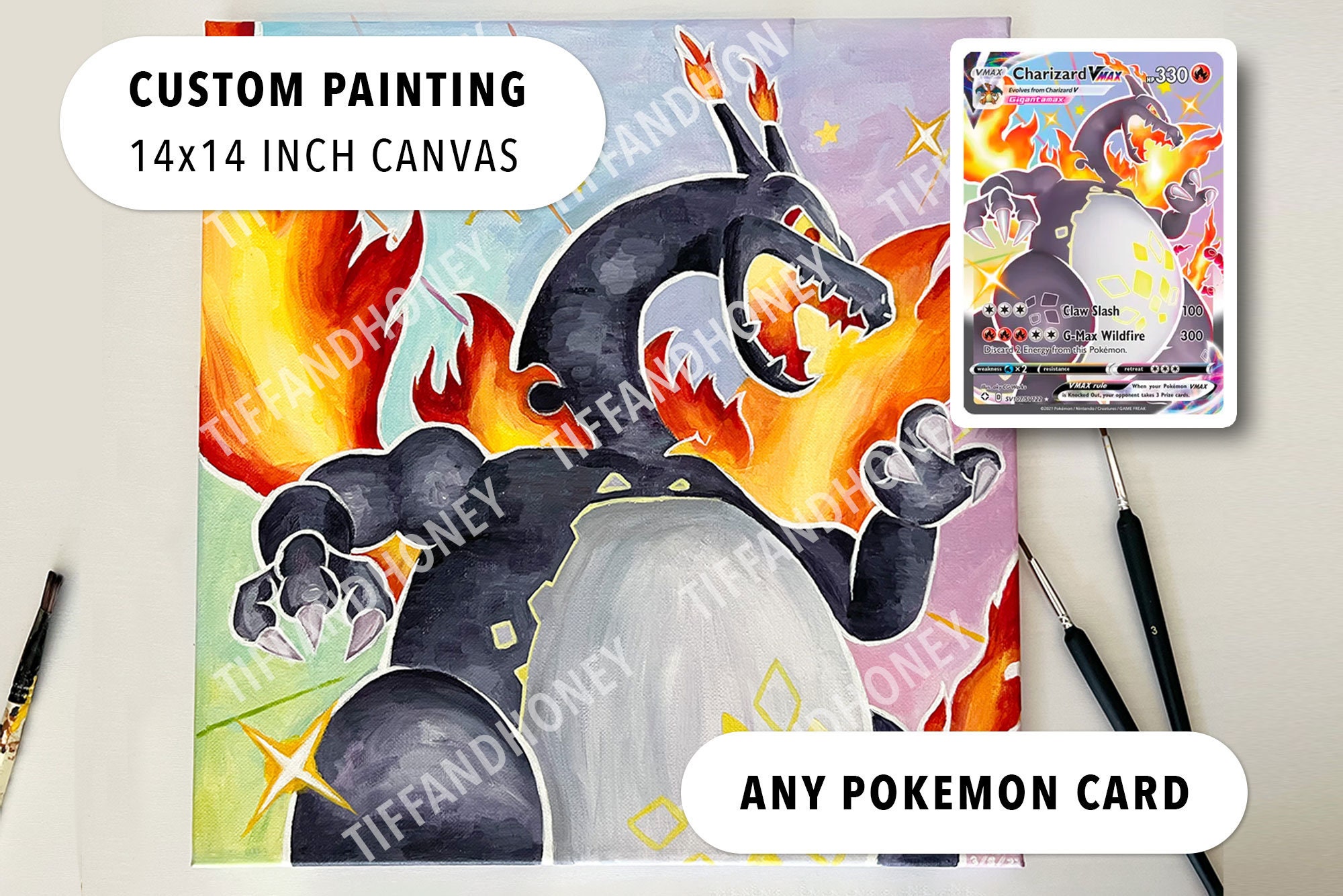 CUSTOM Pokemon Card Painting on Canvas Hand Painted Wall Art - Etsy