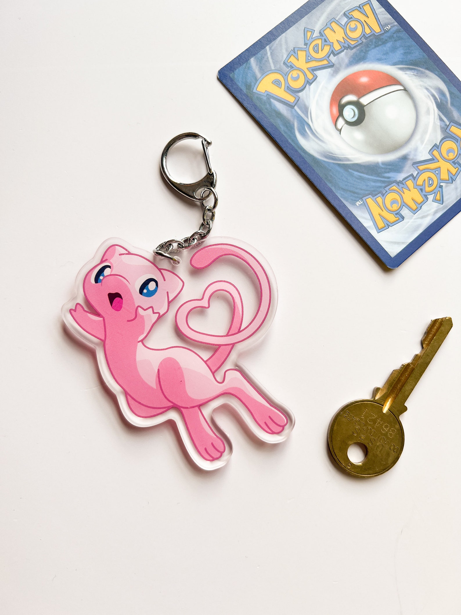 Mew Keychain | Mewtwo Acrylic Charm, Legendary Psychic Type, Mew Duo ...