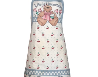 Chef’s Apron Teddy Bear Themed Life is Uncertain Eat Dessert First