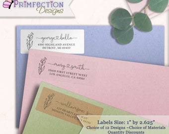 Personalized Wedding Return Address Labels, Clear Address Labels, Custom Address Labels, Envelope Address Stickers, Minimalist Flower Labels
