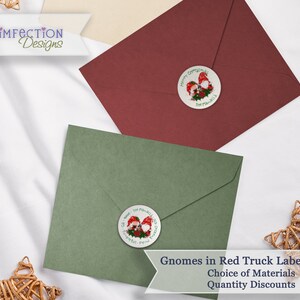 Gnome Couple Christmas Stickers Seals, Custom Round Holiday Address Labels, Mailing Stickers for the Christmas Cards