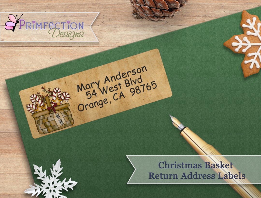 Christmas Return Address Labels Personalized, Holiday Address Stickers