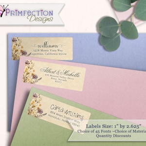 Purple Wildflowers Return Address Labels, Custom Address Labels, Wildflower Address Label, Mailing Label, Wedding Invitation Address Sticker
