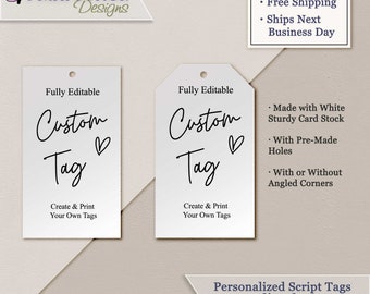 Printed Personalized Tags, Calligraphy, Custom Tag, Minimalist Tag, Business Tag, Wedding Tag, Modern Tag, Free Shipping