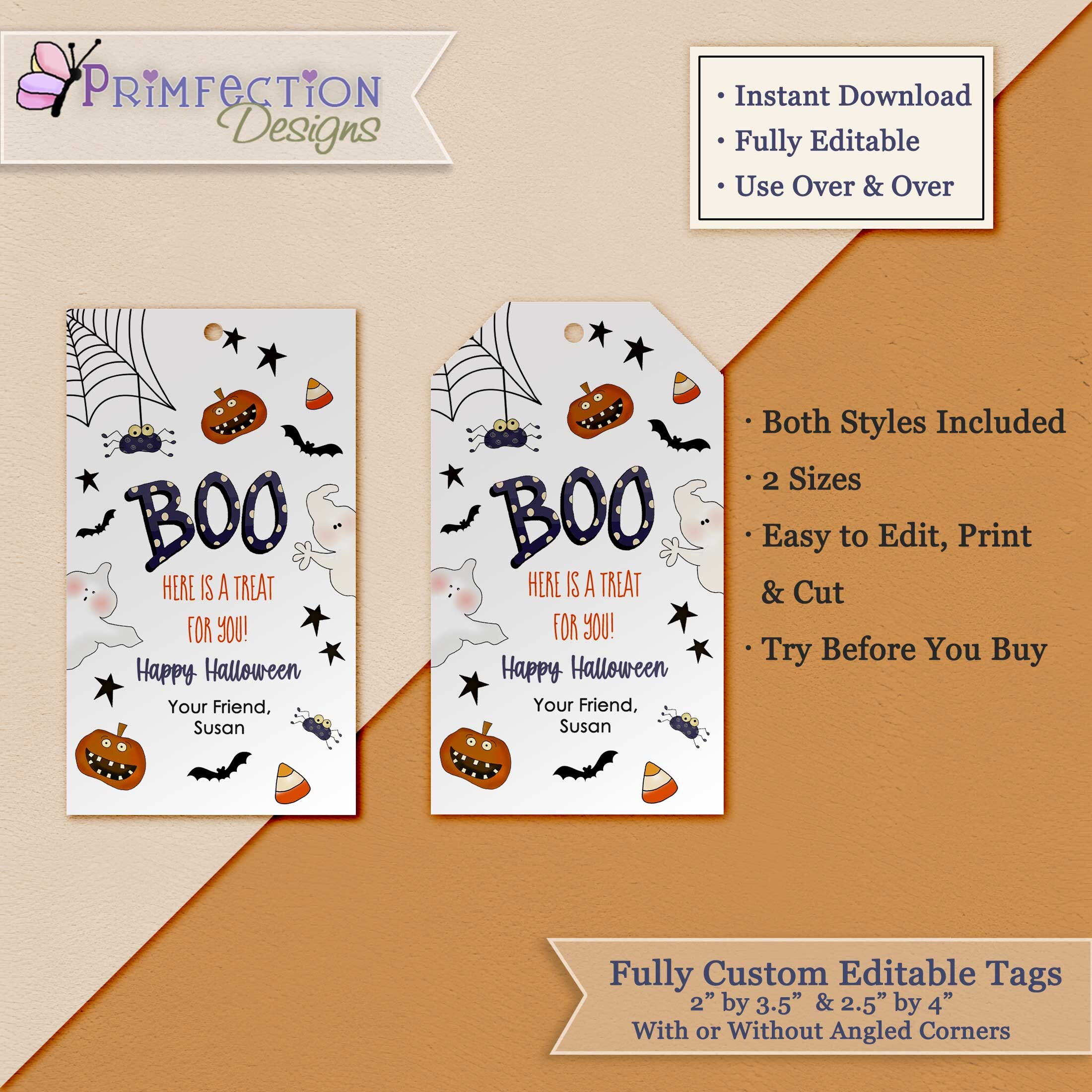Editable Halloween Boo Tags, Boo Gift Tag, Downloadable Halloween Tags ...