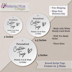 Printed Personalized Round Tags, Calligraphy, Custom Tag, Minimalist Tag, Business Hang Tag, Wedding Tag, Modern Tag, Free Shipping