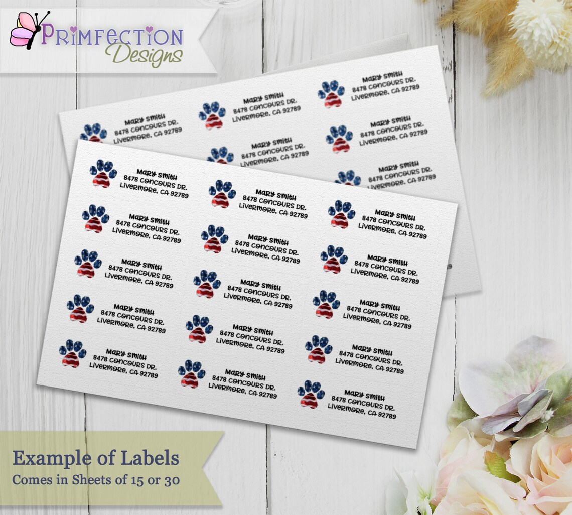 Return Address Labels Pet Paw Print Address Labels Dog Etsy