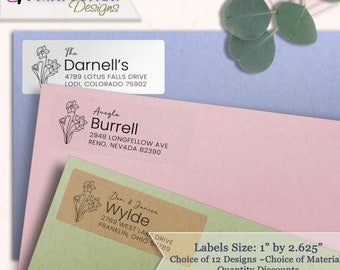 Floral Return Address Labels | Clear Wedding Address | Save The Date Address Label | Customized Address Label | Mailing Address Stickers