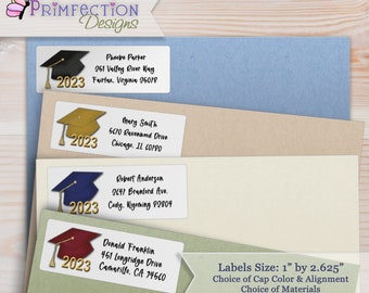 Graduation Return Address Labels Personalized, Graduation Cap Stickers, Graduation Mailing Labels, Graduation Party Labels, Class of 2023