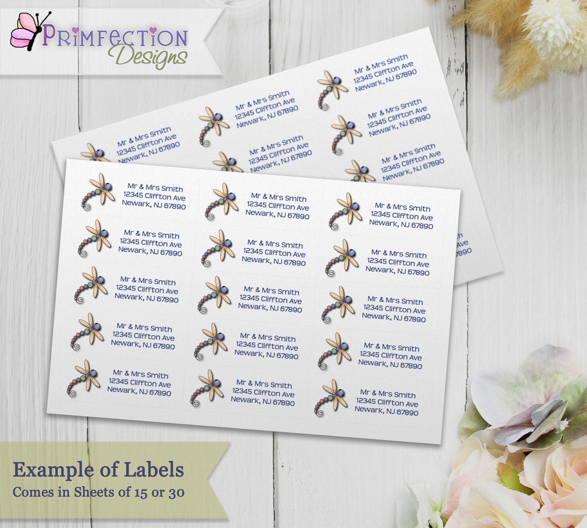 Personalized Return Address Labels 30 Dragonfly Address Etsy