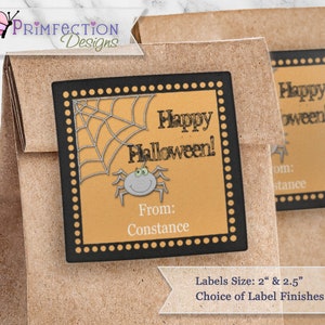 Square Spider Halloween Sticker | Personalized Halloween Party Favor Stickers | Customized Halloween Stickers | Trick-Or-Treat Bag Stickers