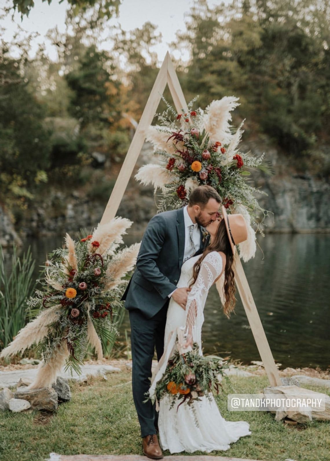 Wood Triangle Wedding Arch Boho Wedding Triangle Arch Pine 9ft